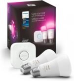 Philips Hue Smart Light Bulbs Starter Kit, Includes (1) Bridge, (2) 60W A19 Bulbs, White and Color Ambiance LED Color Changing Lights, 800LM, E26, Control with App or Voice Assistant - Image 2