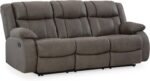 Signature Design by Ashley First Base Contemporary Faux Leather Manual Reclining Sofa, Gray - Image 2