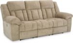 Signature Design by Ashley Tip-Off Classic Wall Hugger Power Reclining Sofa with Adjustable Headrest and USB Ports, Light Brown - Image 2