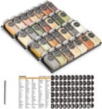 SpaceAid Spice Drawer Organizer with 28 Spice Jars, 386 Spice Labels, 4 Tier Seasoning Rack Tray Insert for Kitchen Drawers, 13" Wide x 17.5" Deep - Image 2