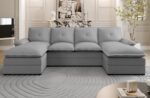 U Shaped Sectional Couch for Living Room,110" 4-Seater Comfy Couch with Double Chaise,Deep Seat Modular Sofa Couches with Thick Cushion & Soft Backrest,Light Grey - Image 2