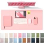 YSAGi Leather Desk Protector, Office Mat, Large Mouse Mat, Non-Slip PU Leather Blotter, Laptop Pad, Waterproof Writing Pad for Office and Home (Light Pink, 23.6" x 13.8") - Image 2