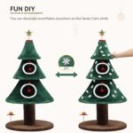 DWVO Christmas Cat Houses for Indoor Cats, Christmas Cat Tree Tower with 2 Cozy Houses, Kitty Furniture with Teaser Plaything for Christmas Decoration - Image 4