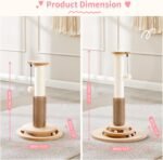 Made4Pets Cat Scratching Post, 23" Tall Sisal Cat Scratcher Post with Self Groomer, 4-in-1 Interactive Trackball Toys with Hair Brush, Vertical Cat Climbing Tree with Dangling Plush Balls - Image 4