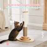 Made4Pets Cat Scratching Post, 23" Tall Sisal Cat Scratcher Post with Self Groomer, 4-in-1 Interactive Trackball Toys with Hair Brush, Vertical Cat Climbing Tree with Dangling Plush Balls - Image 5