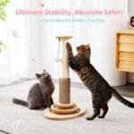 Made4Pets Cat Scratching Post, 23" Tall Sisal Cat Scratcher Post with Self Groomer, 4-in-1 Interactive Trackball Toys with Hair Brush, Vertical Cat Climbing Tree with Dangling Plush Balls - Image 6