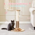 Made4Pets Cat Scratching Post, 23" Tall Sisal Cat Scratcher Post with Self Groomer, 4-in-1 Interactive Trackball Toys with Hair Brush, Vertical Cat Climbing Tree with Dangling Plush Balls - Image 9