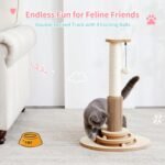 Made4Pets Cat Scratching Post, 23" Tall Sisal Cat Scratcher Post with Self Groomer, 4-in-1 Interactive Trackball Toys with Hair Brush, Vertical Cat Climbing Tree with Dangling Plush Balls - Image 10