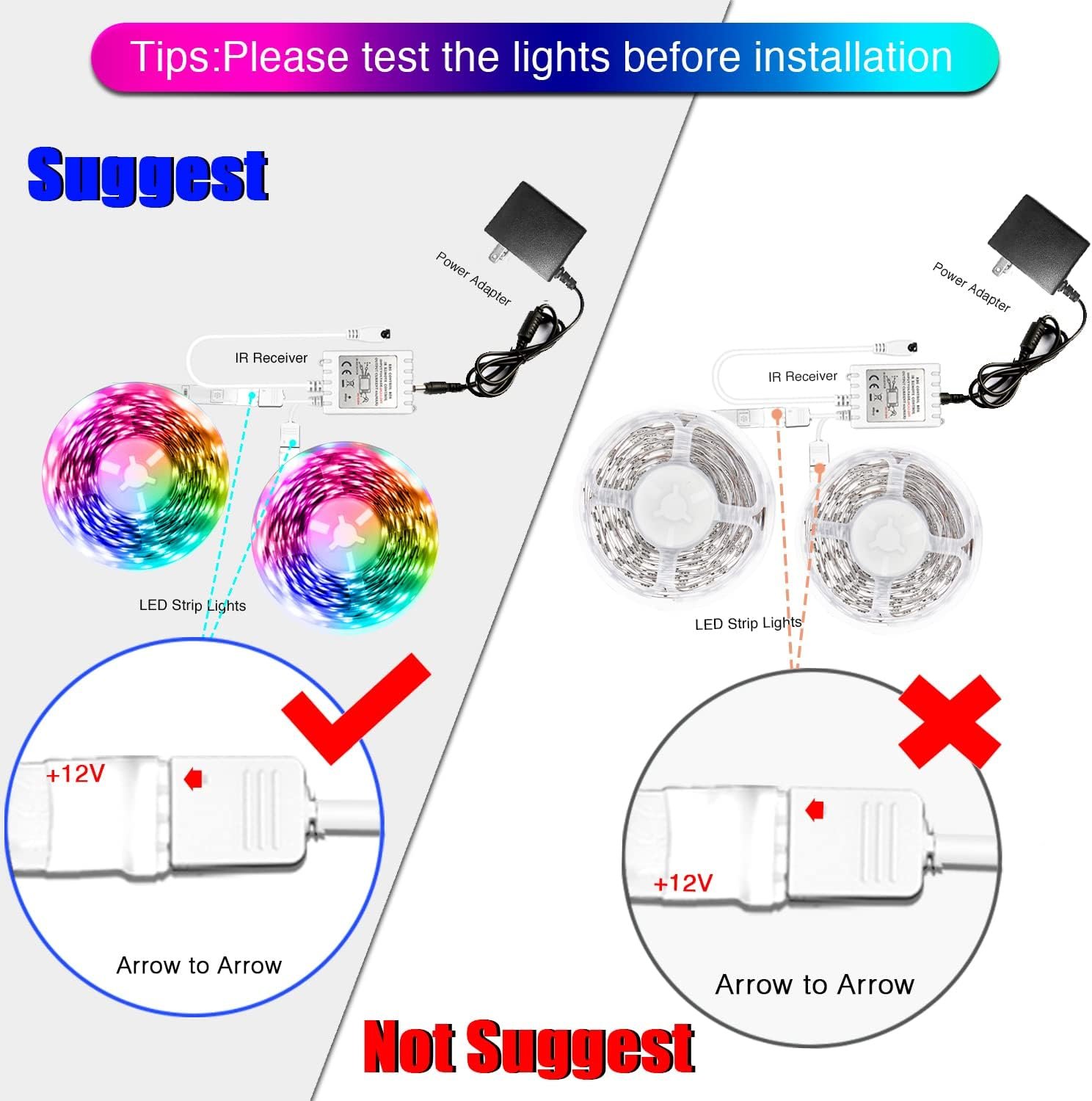 DAYBETTER Led Lights Color Changing Led Strip Lights with Remote Controller 60 ft, 2 Rolls of 30 ft Led Lighting for Bedroom, Home Decoration - Image 3