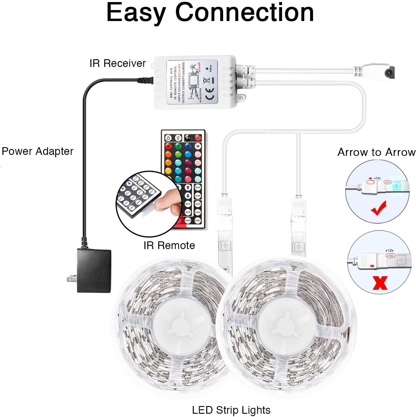 DAYBETTER Led Lights Color Changing Led Strip Lights with Remote Controller 60 ft, 2 Rolls of 30 ft Led Lighting for Bedroom, Home Decoration - Image 4