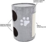 20.5-Inch Cat Condo - 2 Story Cat House with Sisal Scratch Pad, Barrel Shaped Pet House Covered in Soft Fabric by PETMAKER (Gray) - Image 5