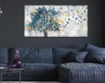Kepgonegu Large Canvas Wall Art Blue Tree Golden Butterflies Picture Abstract Grey Graffiti Canvas Prints Ready to Hang for Living Room Bedroom Size 20x40 - Image 8
