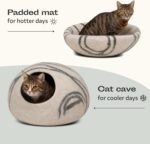 MEOWFIA Cat Cave – Premium Felt Cat Bed for Indoor Cats, Handmade Merino Wool (Light Grey, Medium) - Image 6