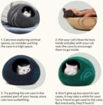 MEOWFIA Cat Cave – Premium Felt Cat Bed for Indoor Cats, Handmade Merino Wool (Light Grey, Medium) - Image 8