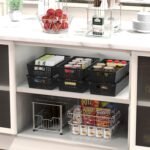 Simple Houseware Stackable Plastic Woven Basket Organizer, 6 Pack, 14.5" x 8.5" x 3.5", Black - Image 3