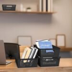 Simple Houseware Stackable Plastic Woven Basket Organizer, 6 Pack, 14.5" x 8.5" x 3.5", Black - Image 8