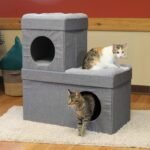 Kitty City Large Stackable Cat Condo & Cube House, Modular Indoor Cat Furniture with Plush Washable Beds, Collapsible Cat Cave & Lounging Ottoman, Grey - Image 4