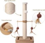 PEEKAB Cat Scratching Post Sisal Scratch Posts for Indoor Kittens and Cats,with Interactive Tracking Toys Suitable for Vertical Scratcher of Small and Medium-Sized Cats 25 Inches Beige - Image 3