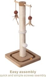 PEEKAB Cat Scratching Post Sisal Scratch Posts for Indoor Kittens and Cats,with Interactive Tracking Toys Suitable for Vertical Scratcher of Small and Medium-Sized Cats 25 Inches Beige - Image 6