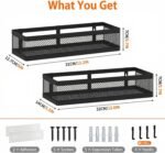 PUSDON Hanging Storage Baskets Organizer Wall Mount, Metal Wire Storage Bin Rack for Kitchen Bathroom Shower Spice Shelf Home Decor Essentials Black-2 Packs (Netting) - Image 3