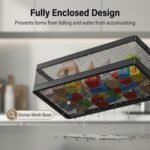 PUSDON Hanging Storage Baskets Organizer Wall Mount, Metal Wire Storage Bin Rack for Kitchen Bathroom Shower Spice Shelf Home Decor Essentials Black-2 Packs (Netting) - Image 5