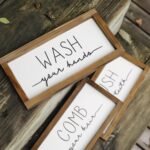 LIBWYS Bathroom Sign & Plaque (Set of 3) Wash Your Hands Brush Your Teeth Comb Your Hair Decorative Rustic Wood Farmhouse Bathroom Wall Decor (White) - Image 4