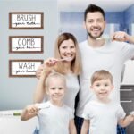 LIBWYS Bathroom Sign & Plaque (Set of 3) Wash Your Hands Brush Your Teeth Comb Your Hair Decorative Rustic Wood Farmhouse Bathroom Wall Decor (White) - Image 7