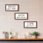 LIBWYS Bathroom Sign & Plaque (Set of 3) Wash Your Hands Brush Your Teeth Comb Your Hair Decorative Rustic Wood Farmhouse Bathroom Wall Decor (White) - Image 9