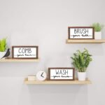 LIBWYS Bathroom Sign & Plaque (Set of 3) Wash Your Hands Brush Your Teeth Comb Your Hair Decorative Rustic Wood Farmhouse Bathroom Wall Decor (White) - Image 10