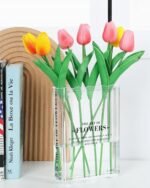 Book-Shaped Vase for Flowers, Book Lovers Gifts, Aesthetic Room Decor Cute Flowers Vases & Must-Have for Home, Bookshelf, Bedroom & Office Decor for Women & Teacher Gift - Like Mothers Day (Clear) - Image 2