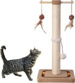 PEEKAB Cat Scratching Post Sisal Scratch Posts for Indoor Kittens and Cats,with Interactive Tracking Toys Suitable for Vertical Scratcher of Small and Medium-Sized Cats 25 Inches Beige - Image 2