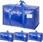 TICONN 4 Pack Extra Large Moving Bags Heavy Duty with Zippers & Carrying Handles, Durable Storage Bags Moving Boxes for Closet Organizers and Storage (4 Pack, Blue) - Image 2